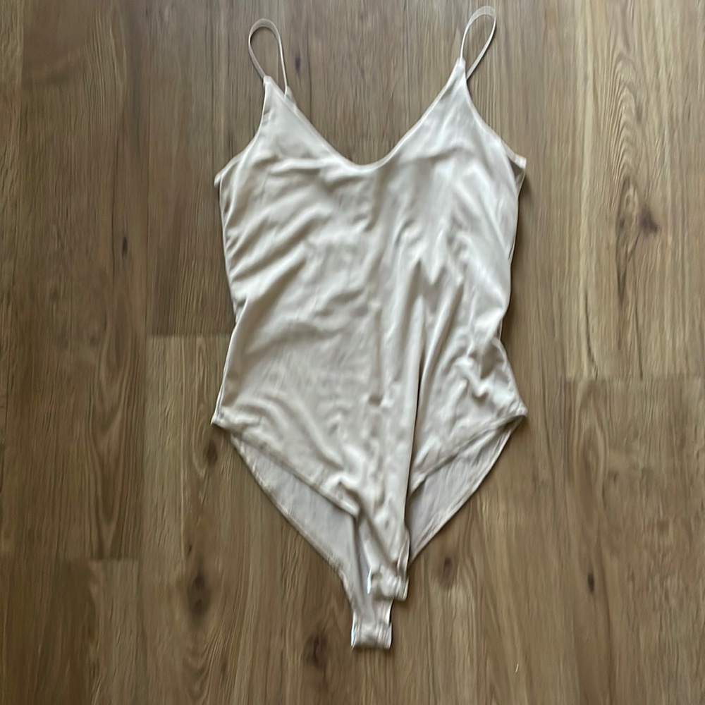 Beige align material bodysuit